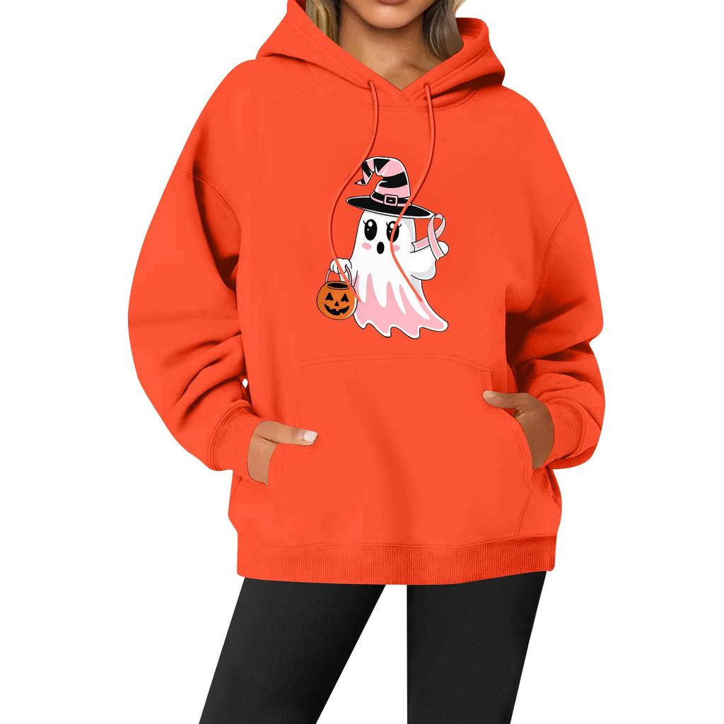 Women's Casual Fashion Solid Color Rugby Print Long Sleeve Hooded Sweatshirt Top