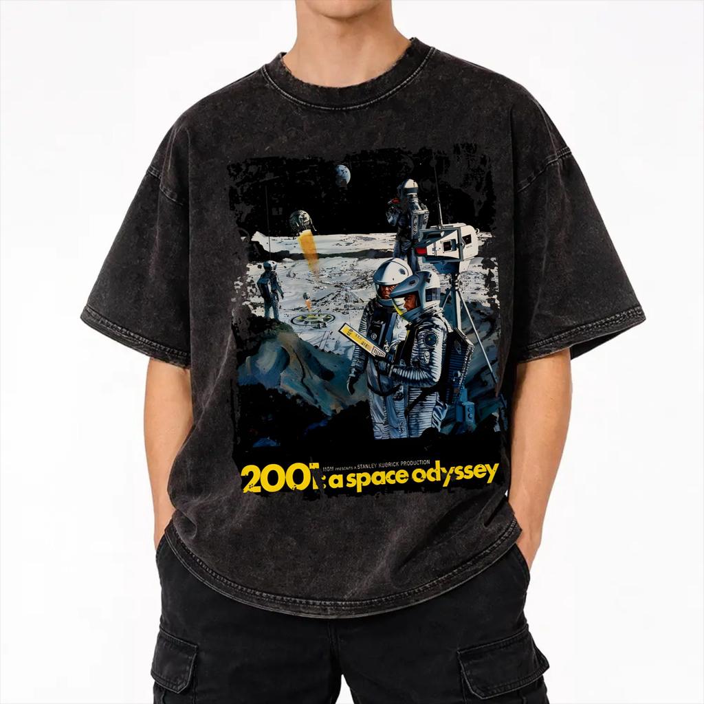 2001: A Space Odyssey Accessories Washed T Shirt Men Women Streetwear Hip Hop T-Shirts Graphic Printed Tee Shirt 100% Cotton