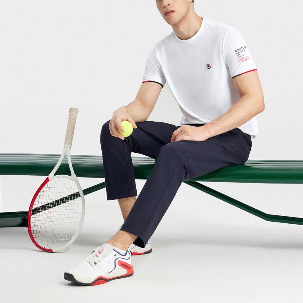 Fila American Vintage Logo Print Tennis Short Sleeve T-Shirt Men Tops Jade-White A11M323104A-WT