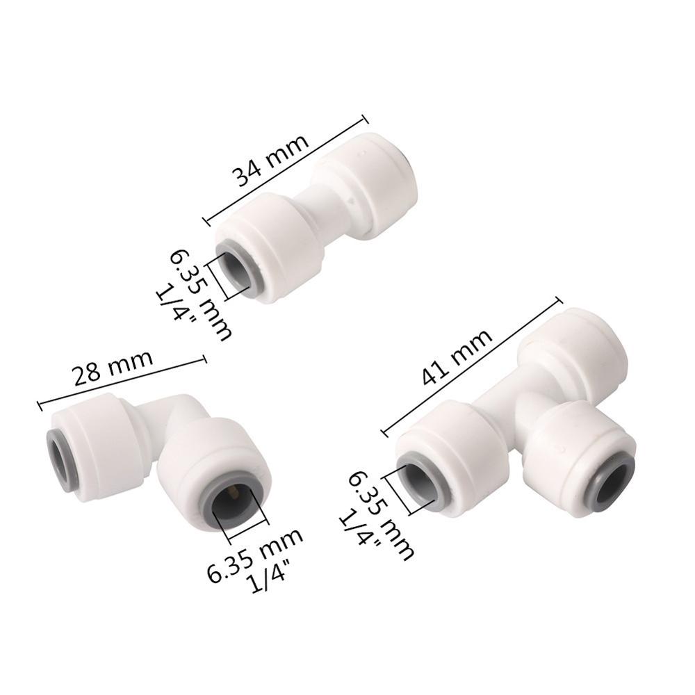 1/4" Pipe Push-in Connector Tee Elbow Straight Connector Water Purifier Cooling Spray Cooling System Aquarium Pipe Fitting 10Pcs