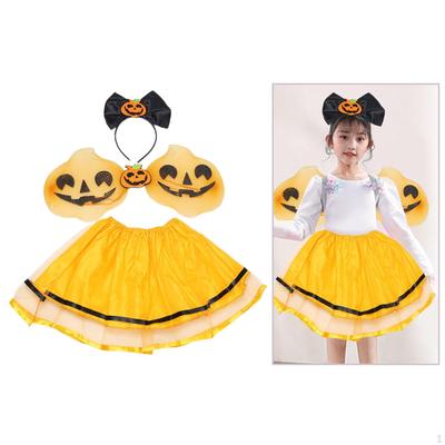 Girls Pumpkin Costume Halloween Outfit for School Performances Photography Props
