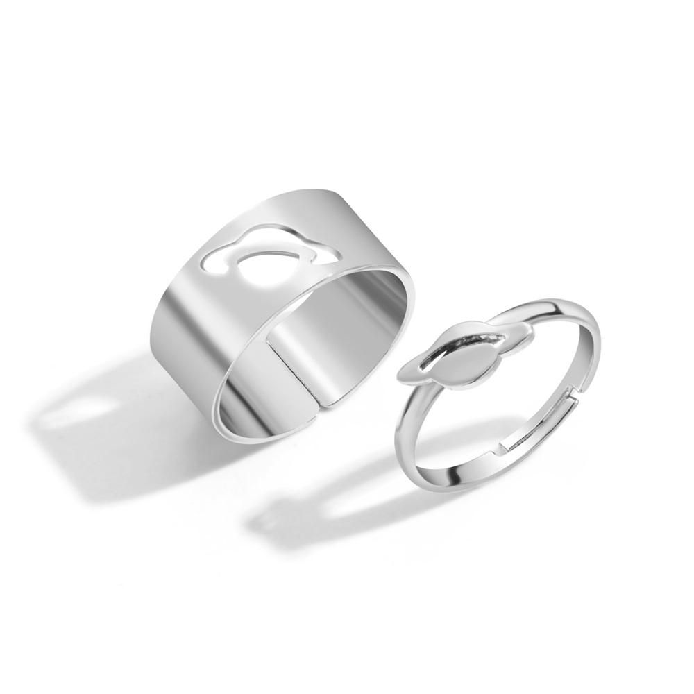 

Набор из 2 колец из сплава «Космический корабль» серебряный