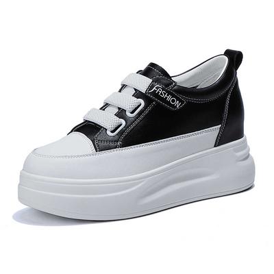 Fashion Real Leather Thick-heeled Women's Fashion Vulcanize Woman Tennis Shoes Women's Sneakers Vip Sport Styling Funny Ternis