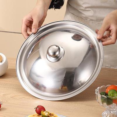 1Pcs 10-32Cm Stainless Steel Round Pot Lid Universal Replacement Frying Pan Cover Smooth Edge Dishwasher Safe Outdoor Tableware