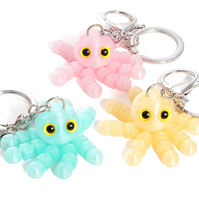 3D Printed Multi-Joint Movable Cute Octopus Little Pendant Keychain Car Key Ring Schoolbag Pendant
