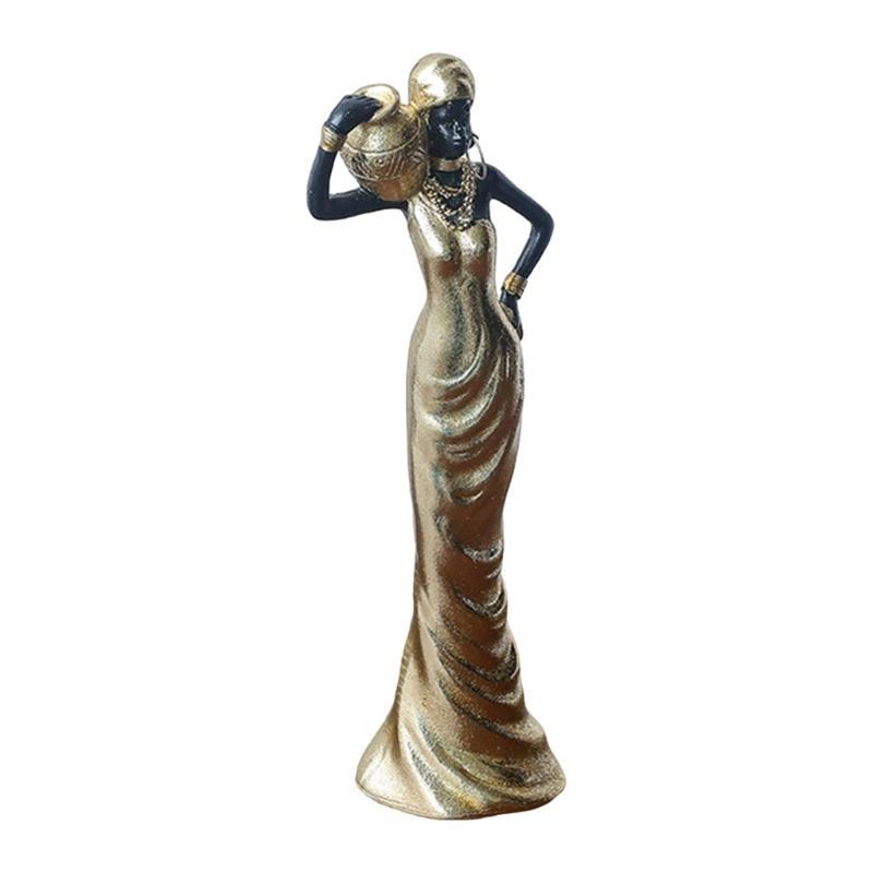 652F Resins Statue African Black Woman Figurines for Enhancing Artistic Ambiances Home