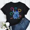 New Disney Women T-shirt Kawaii Lilo Stitch Print Tee Shirts Fashion Short Sleeve T Shirt Female Streetwear Y2k Clothes Top