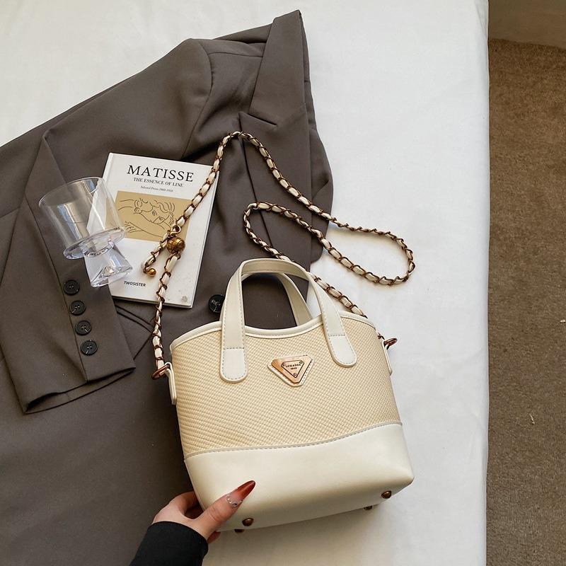 Fashion Contrasting Color Bucket Bag Spring New Trend Fashion Shoulder Bag Versatile Casual Messenger Bag