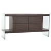 Sideboard In Transparent Brown Glass Walnut 160 X 45 X 80 Cm MDF Wood
