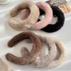 Solid Color Widen Thicken Hair Bands Women Girls Sweet Versatile Soft Fluffy Furry Hair Hoops Winter Hair Accessories Gifts