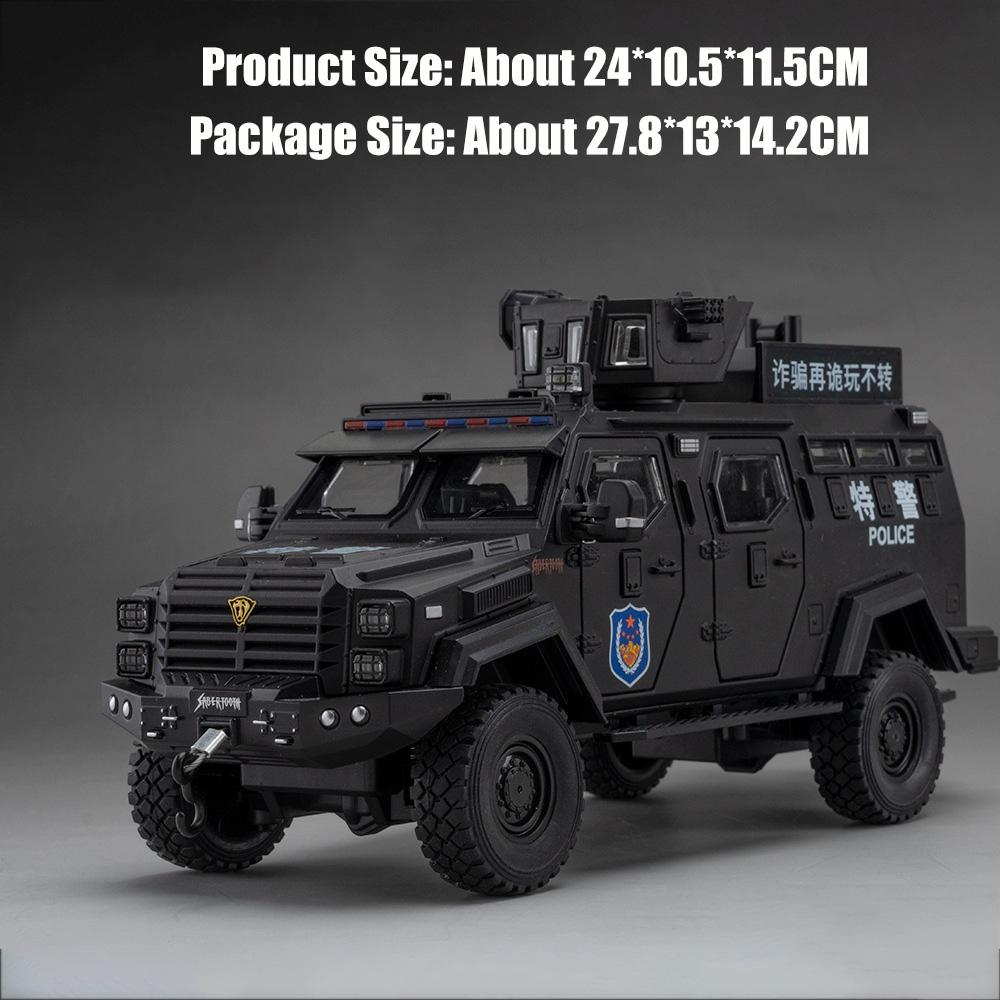 1:24 Rezvani Vengeance Sword Toothed Tiger Armored Car Model Toy Pull Back Shock Absorption Vehicle Models Hobby Decoration