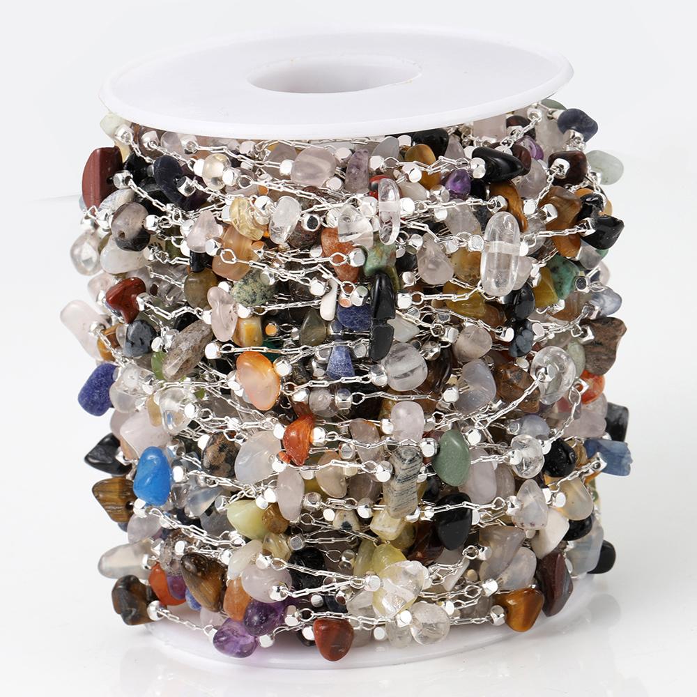 1meter Stone Chain Crystal Irregular Glass Stone Beads Chains Necklace Bracelet Components For DIY Jewelry Making Findings