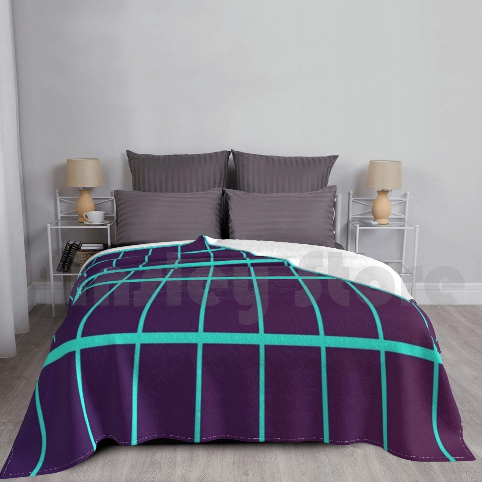 Blanket Minimal Synthwave Grid Lines 438 Synthwave Retrowave Dreamwave Lines Retro Neon Size: 75*100cm, Weight: 230 GSM