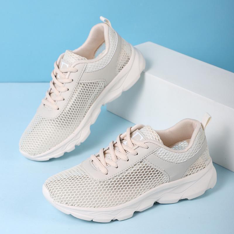 New women's shoes sports shoes summer hollow breathable single mesh shoes running shoes lightweight soft sole hollow casual shoes