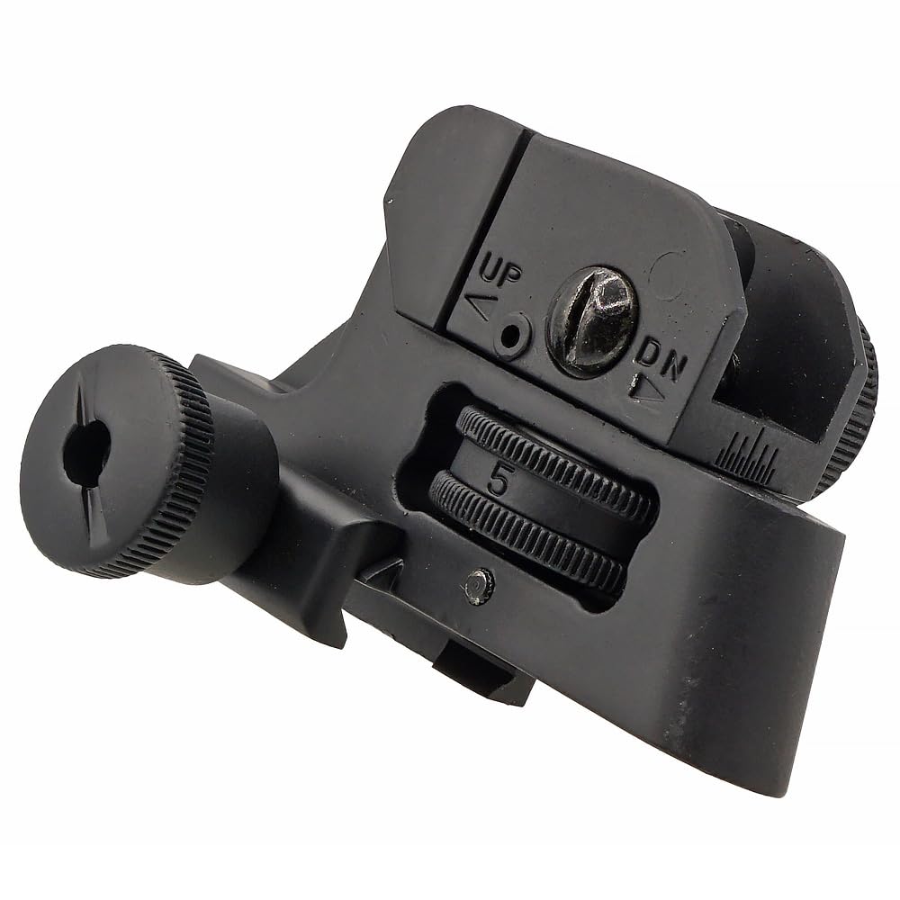 CYMA CY-M015 LMT Tactical Rear Sight, Compatible with 20mm Rails, Full Metal Replica, Zero & Peep Switchable, Black