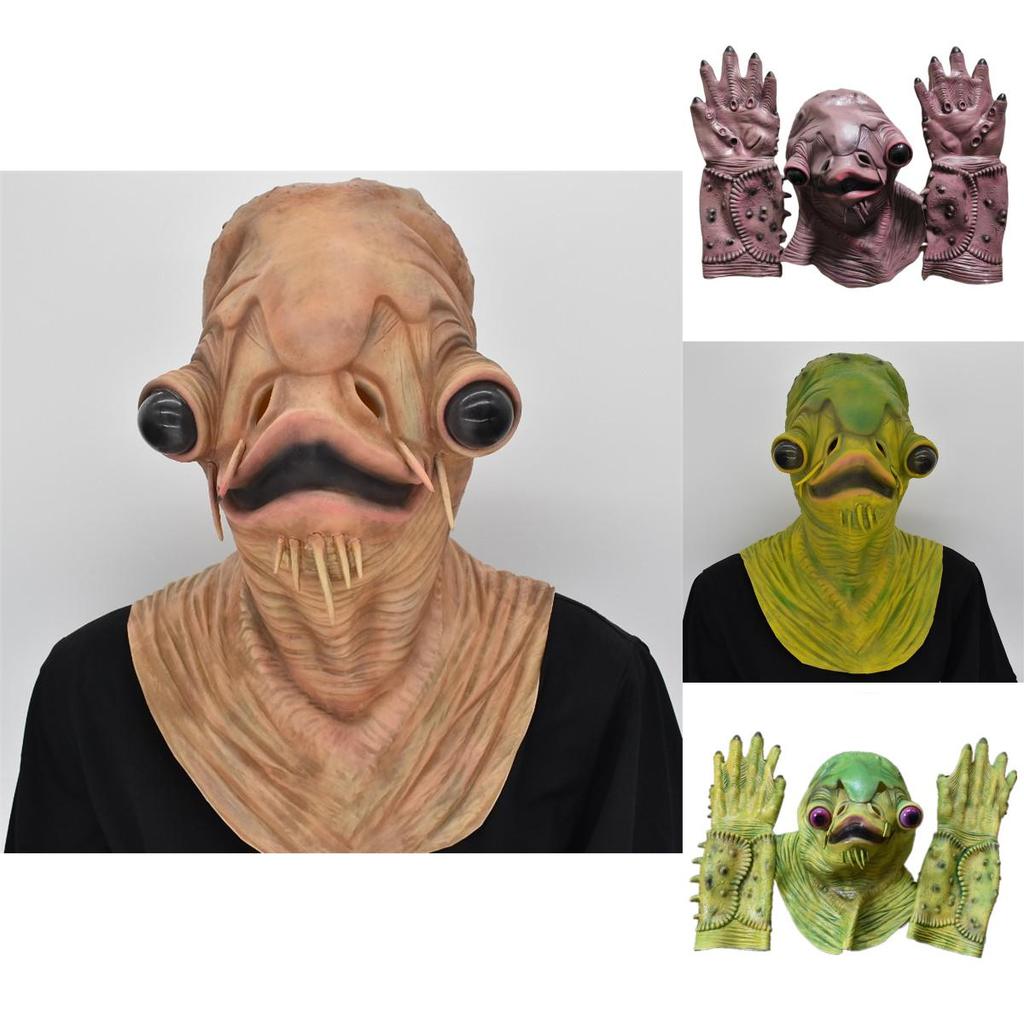 Halloween Latex Fish Monster Mask With Gloves For Costume Role Play And Horror Events