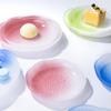 Gradual Color Flower Shaped Glass Plate Cake Dessert Dishes Salad Fruit Snack Tray Household Tableware Dinner Plate Tableware