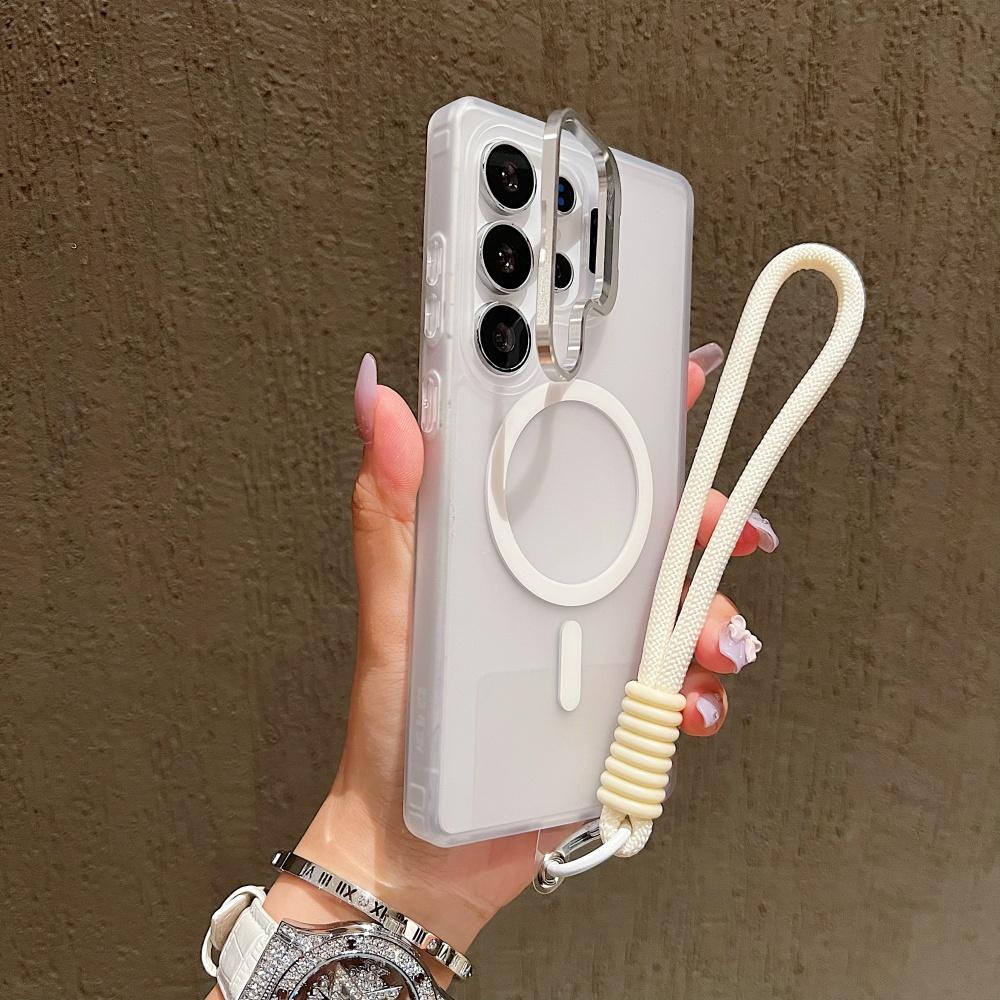 Matt Faltenobjektiv Ständer Halter für Magsafe Lanyard Handyhülle für Samsung S25 S26 Ultra S24FE S25Plus A56 A36 A16 Magnetische Hülle