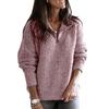 Maglione Pullover da Donna con Cerniera Revers Manica Lunga Largo in Maglia Tinta Unita