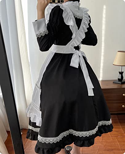 [NOKIJP] Maid Costume, Cosplay, British Style, Lace, Ribbon, Long Sleeves, Short Sleeves, British Style, Halloween, Formal, Maid Cafe, Coffee Shop, Co