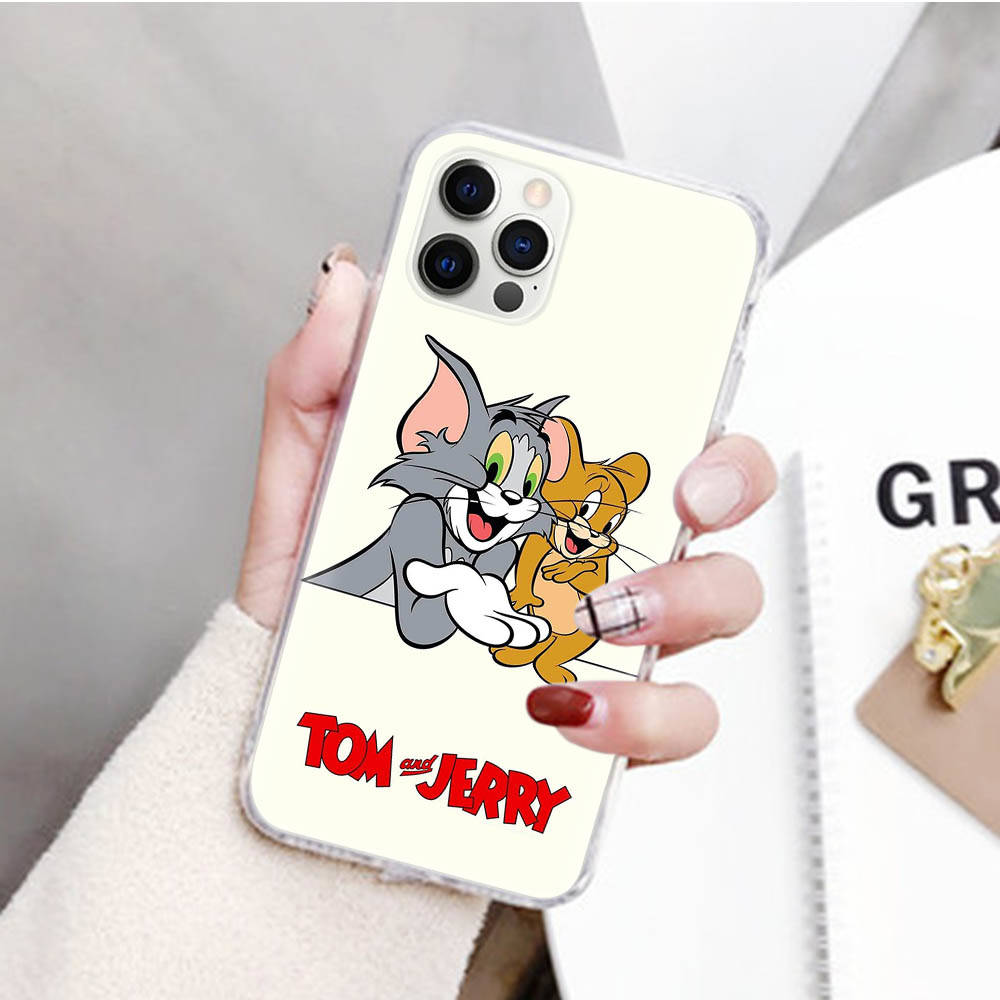 JT49 Tom and Jerry Transparent Case for Samsung A04 A14 A23 M33 M53 Realme 10 9 C35 C55 VIVO Y02 X80 Infinix Hot 30 Note 11 Tecno Spark 8P Pro
