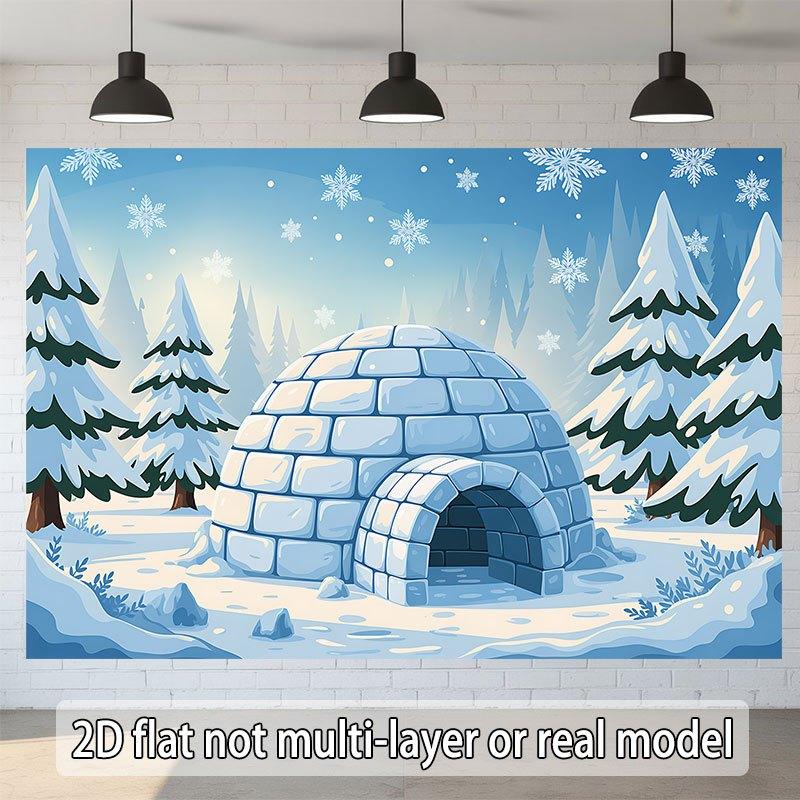1Pcs Winter Scene Igloo Pattern Decoration Background Winter Backdrop For Photo Studio Photo Booth Party