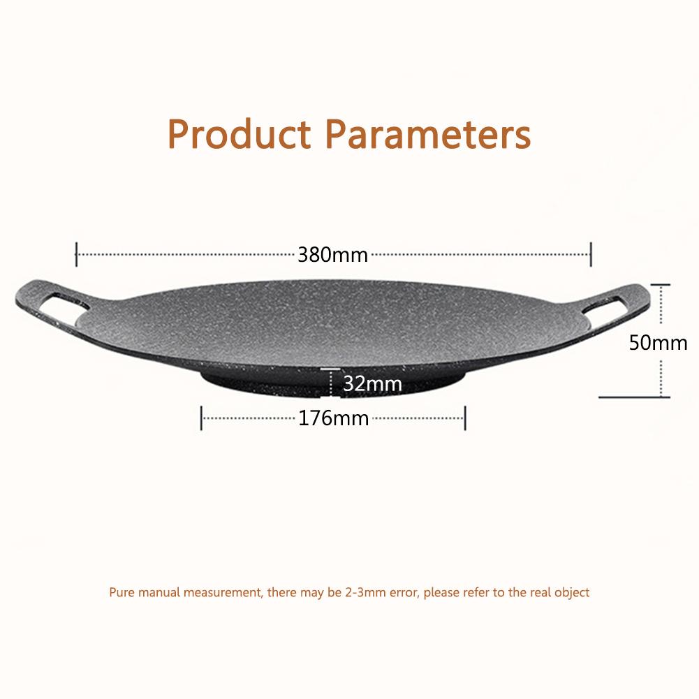 38cm/36cm/34cm Oil Frying Baking Pan Non-stick BBQ Grill Pan Multi-purpose for Outdoor Camping Kitchen Bakeware Household Tools