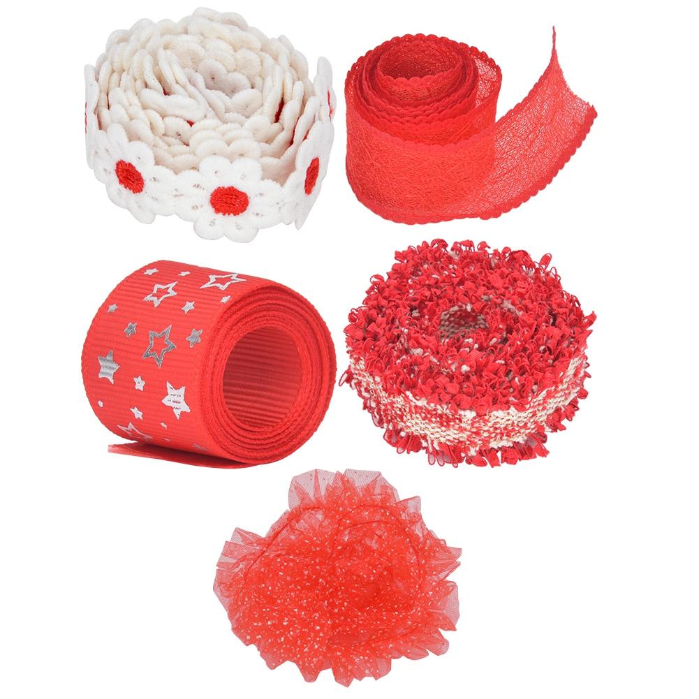 4 Yards Red Printing Polyester Lace Accessories  Gift Wrapping Tape Christmas Tie Ribbon Festival