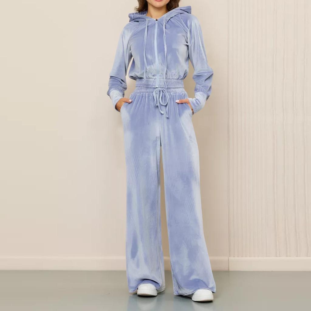 Set din două piese, casual, pentru femei, cu fermoar, cardigan, pantaloni, pantaloni