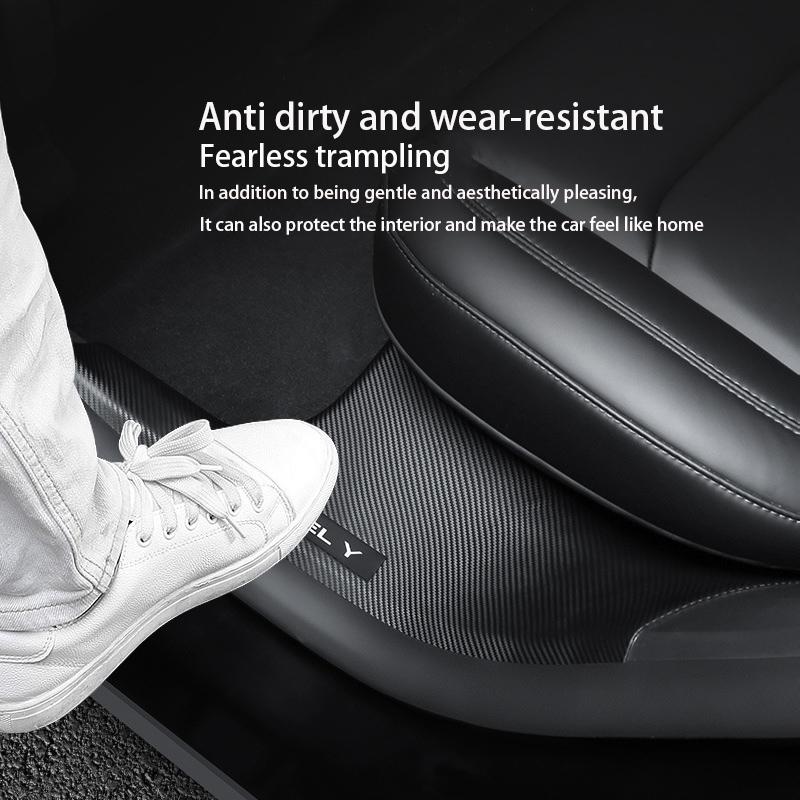 2/4/8PCS Front Rear Door Sill Protector Cover For Tesla Model 3/Y  Carbon Fiber Anti Kick ABS Pedal Guards Inner Strip Threshold