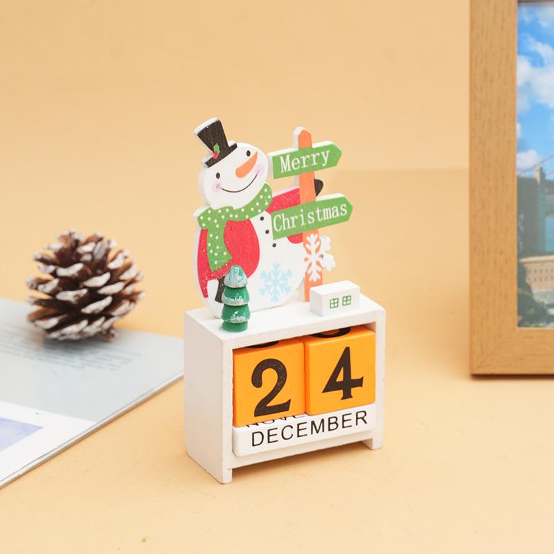 Christmas Wooden Calendar Ornament Countdown Santa Claus Snowman DIY for Tabletop Ornaments Christmas Decoration 2025