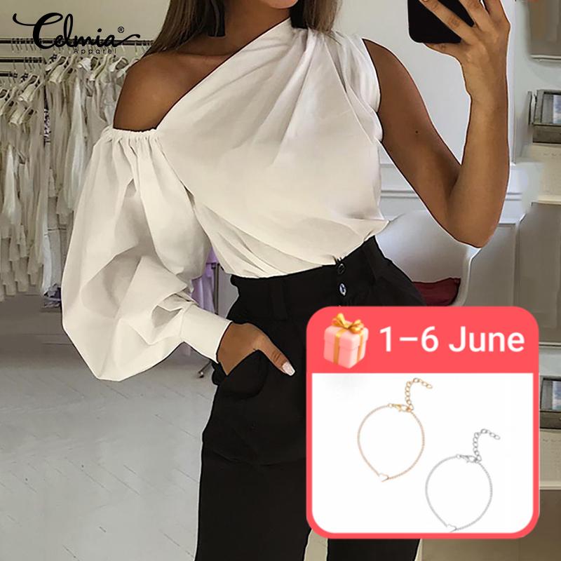 Camiseta de primavera y verano.de moda de mujer con un hombro fuera,blusa  de manga larga,blusa tops comprar a buen precio — entrega gratuita, reseñas  reales con fotos — Joom