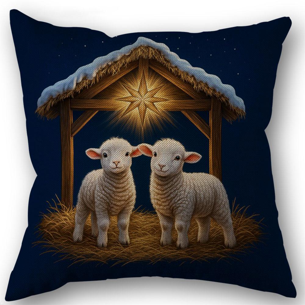 Christmas Nativity Jesus Cushion Covers , Farmhouse Living Room Decor 7.14