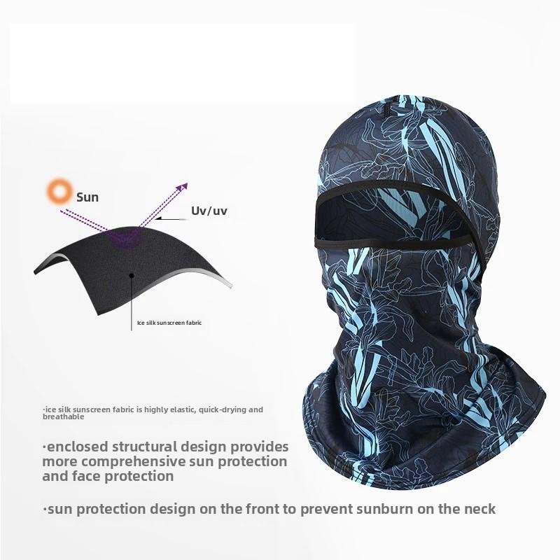 Summer Cool Balaclava Ice Silk Cycling Full Face Cap Sun Anti-UV Protection Sports Face Cover Headwear Bike Motorcycle Men's Hat