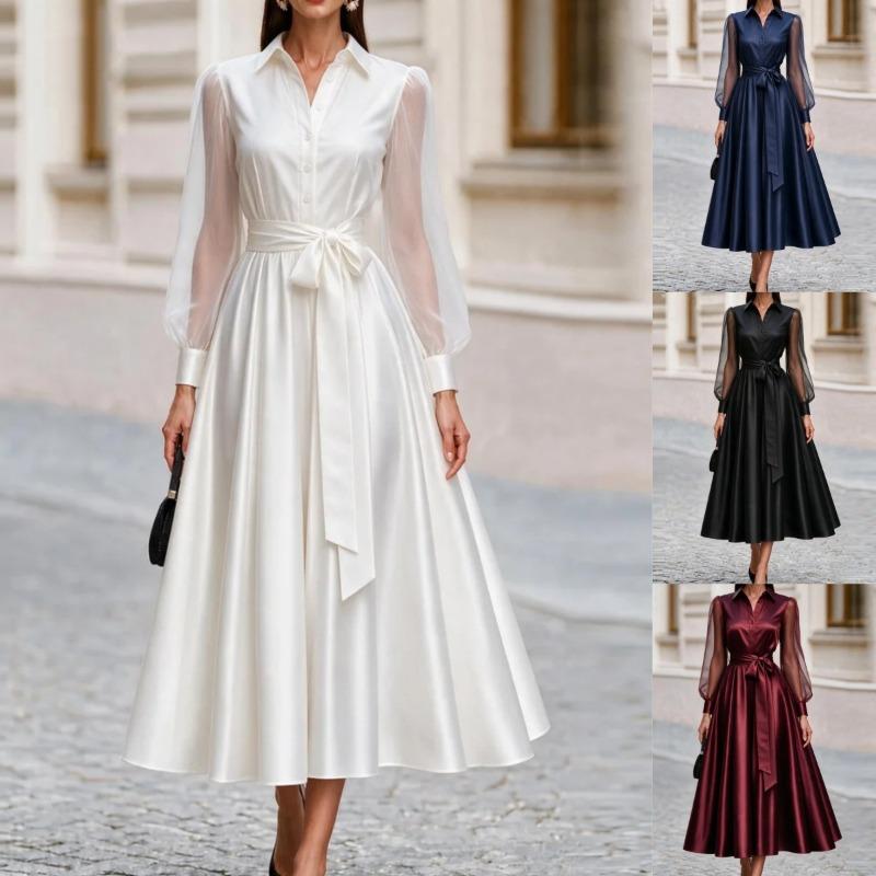 GMXIA Moda Donna Autunno Inverno Scollo a Polo Manica Lunga Colore Unico Stampa Vestiti Casual