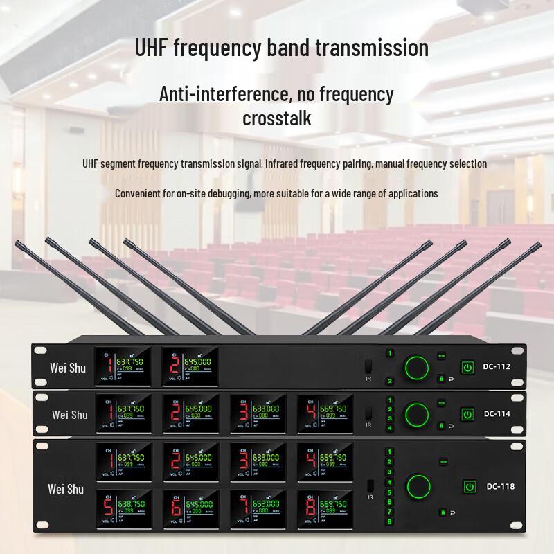 Weishu DC-118 Professional 8-Channel Wireless Headset Microphone System (CN version)