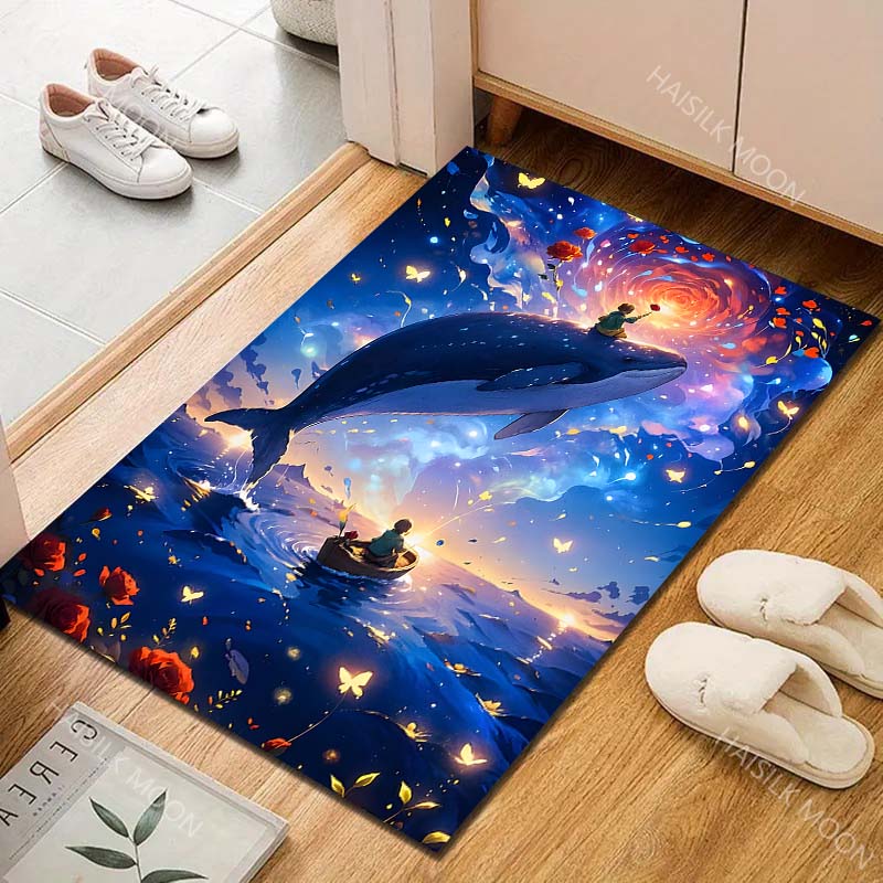 Whale fantasy under stars Print Carpet Rug for Living Room Bedroom Sofa Doormat Home Decor Non-slip Floor Mat