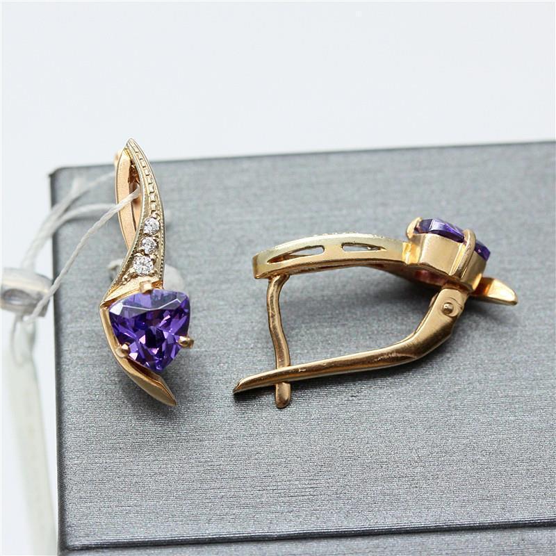 Purple Gold-Plated Rose Gold Purple Stone Stud Earrings French Mysterious Romantic Foreign Style Earrings
