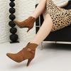 Spring Apricot Black Women Ankle Boots Pointed Toe High Spike Heel Small Big Size 33 47