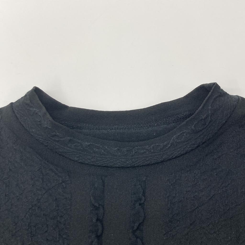 Mame Kurogouchi Preto Paisagem Gráfica Tricô Transparente Gola Careca Blusa tops 2 pretoUsado