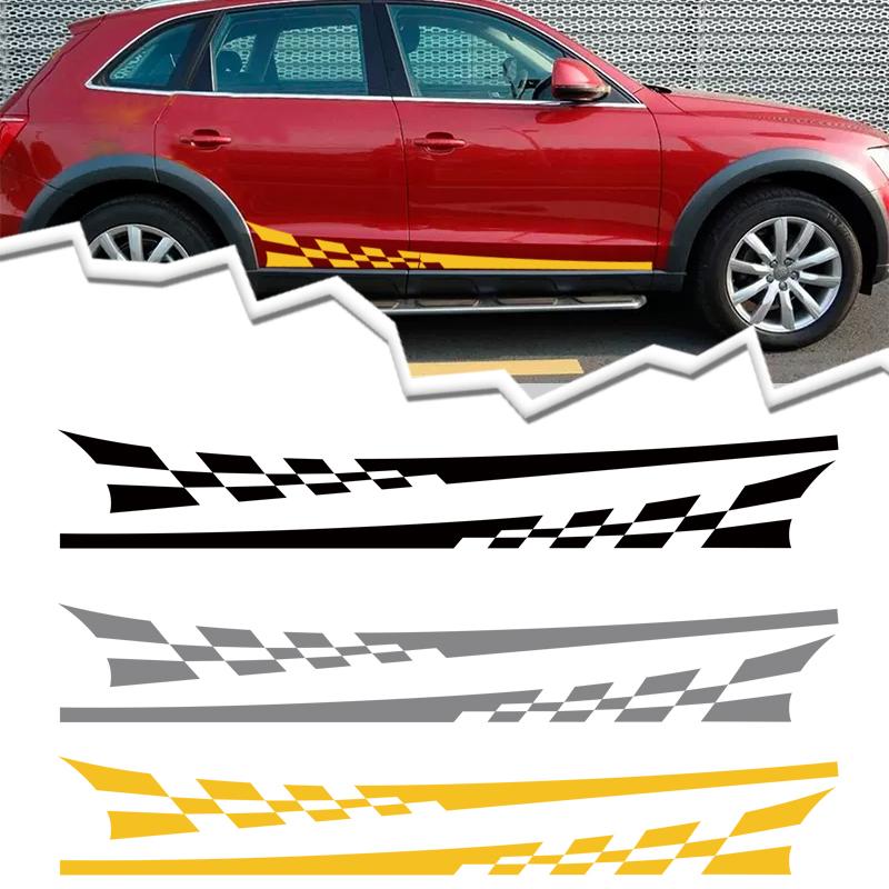 2pcs Car Vinyl Wrap Film - Racing Stripes & Camouflage Pattern DIY Decals for Auto Body Hood, Universal Fit Glossy Matte Finish