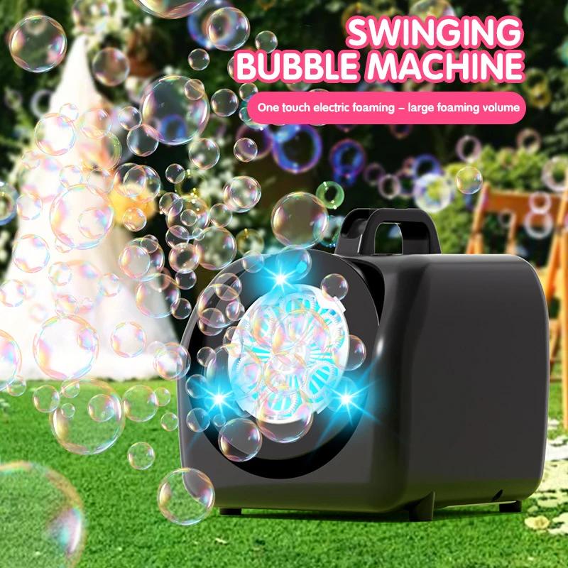 Portable Handheld Stage Bubbles Blowing Led Lights Kids Electric Automatic Maker Bubbles Toys Outdoor Wedding Party Prop Game