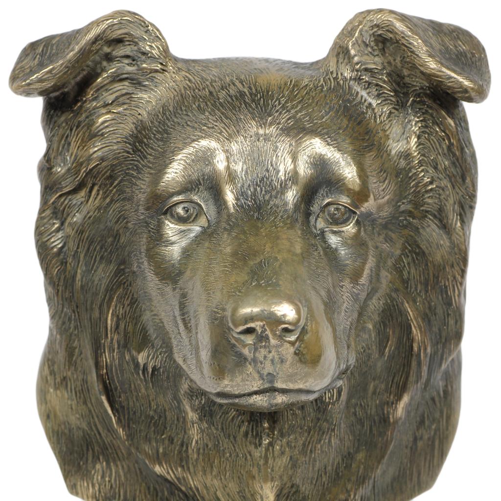 Border Collie - Dog Statue, Bust On Stone Base, Sculpture, Trophy for Dog Show by Art-Dog Brand
