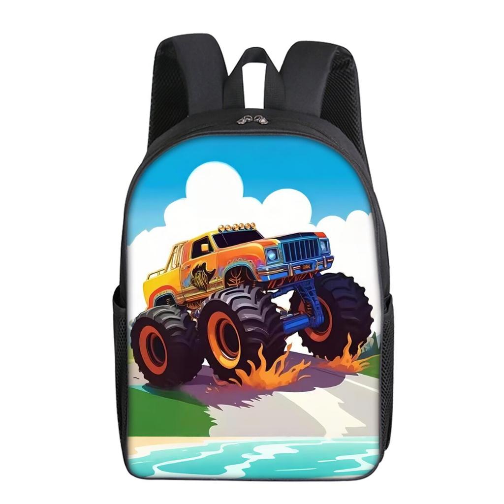 Excavator Printing Single Layer Backpack for Boy and Girls Best Gifts 2D Flat Cartoon School Bags for Children