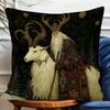 1pc Charming Winter Scene Pillow Cover | Rustic Christmas Decoration Featuring Santa Claus And Goat Design | Soft Polyester with Zipper, Suitable for
