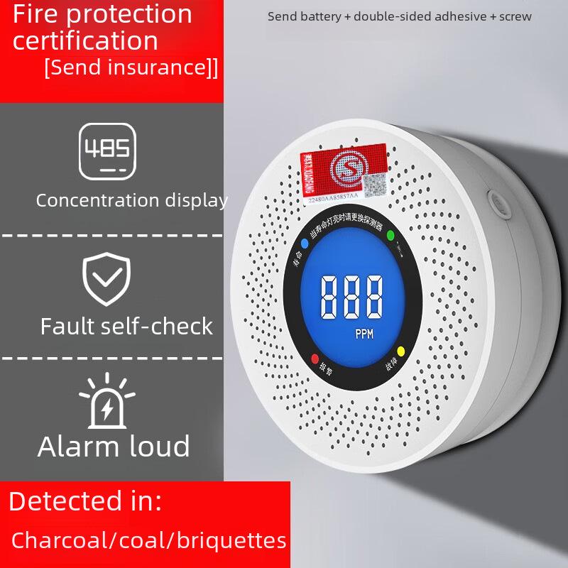 Zasilany bateryjnie wewnętrzny detektor tlenku węgla i gazu