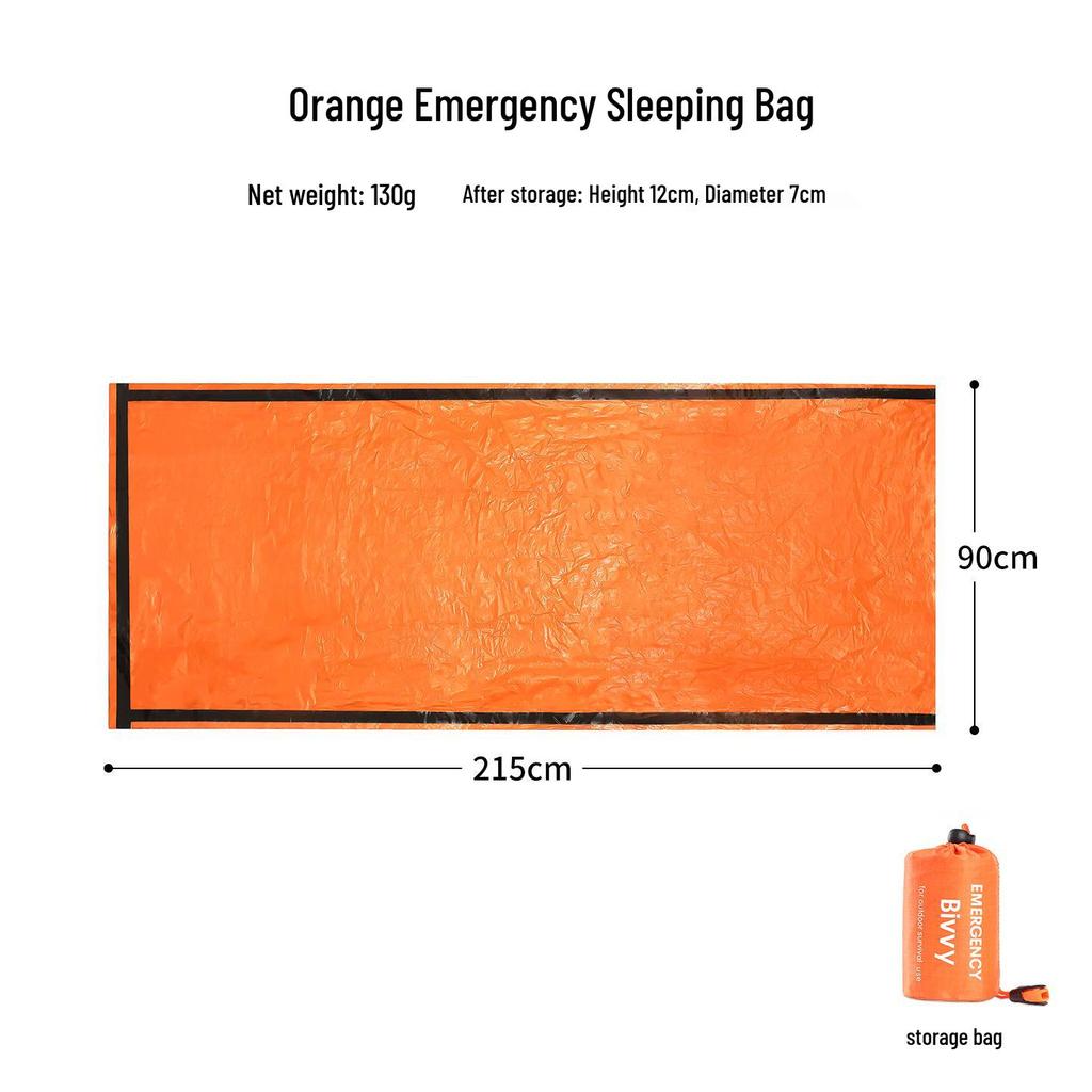 Orange Emergency Aluminum Sleeping Bag with Storage – Cold Protection & Disaster Relief