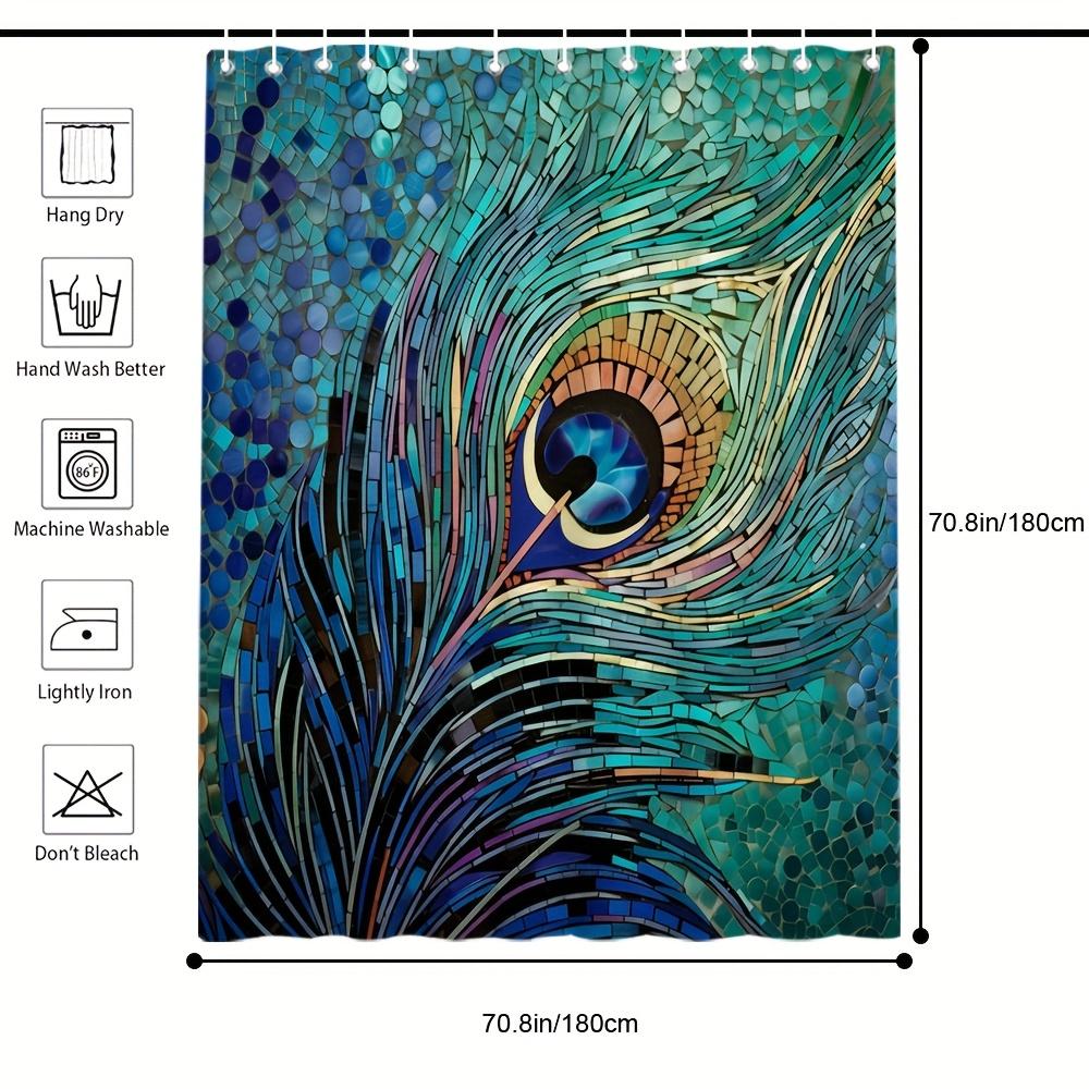 Peacock Feather Shower Curtain - Vibrant and detailed wall hanging decorations for living rooms and bedrooms - Natural stylehome