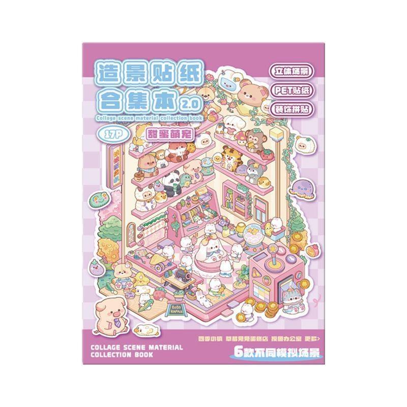 3D Scene Building Sticker Book PET Waterproof Portable Stickers for Travel DIY Scrapbook Phone Case Laptop Decor