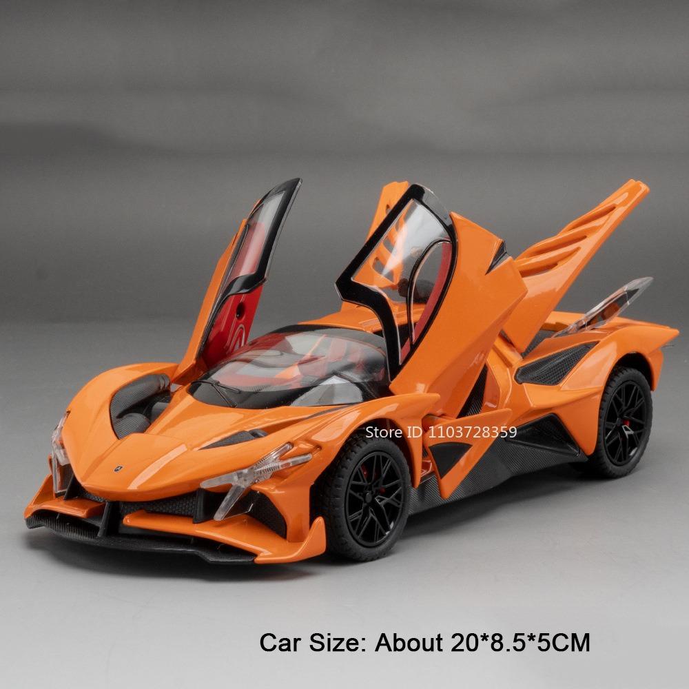 

1:24 Eldorado EVO Miniature Toy Sports Car Models Alloy Diecast Sound Light Doors Opened Pull Back Sports Cars for Boys Gifts